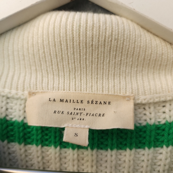Sézane Kyam Striped Rugby Preppy Quarter Buttons Jumper Sweater Small - Picture 6 of 11